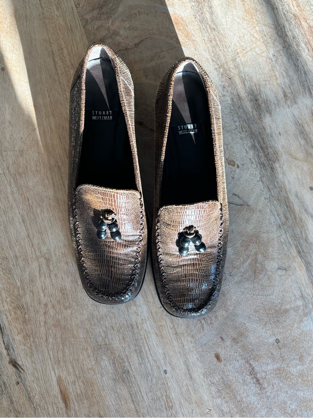Stuart Weitzman Briwn Textured Tassel Loafersy